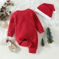 thumbnail image 4 of URMAGIC 0-24M Baby Boy Christmas Outfit My First Christmas Romper Bodysuit + Hat Baby Boy First Christmas Clothes Set, 4 of 9