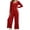 Red, variant on Lenpel Womens Casual Jumpsuits Square Neck Long Sleeve Back Zipper Rompers Solid Color Wide Leg Fashion Fall Clothes(Wine,X-Large)