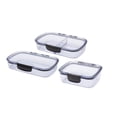 thumbnail image 1 of Progressive International Deli Prokeeper+ Juego de recipientes de almacenamiento de alimentos sellados de silicona herméticos con tapa transparente compatible con borrado en seco (juego de 3 piezas), 1 of 1