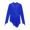 thumbnail image 6 of TiaoBug Women's Figure Ice Skating Dress Long Sleeve Irregular Gymnastics Dance Dresses Royal Blue L, 6 of 7