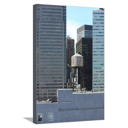 Water storage tank, New York City, USA. financial district, Manhattan. September 16, 2012 Stretched Canvas Print Wall Art By Gilles