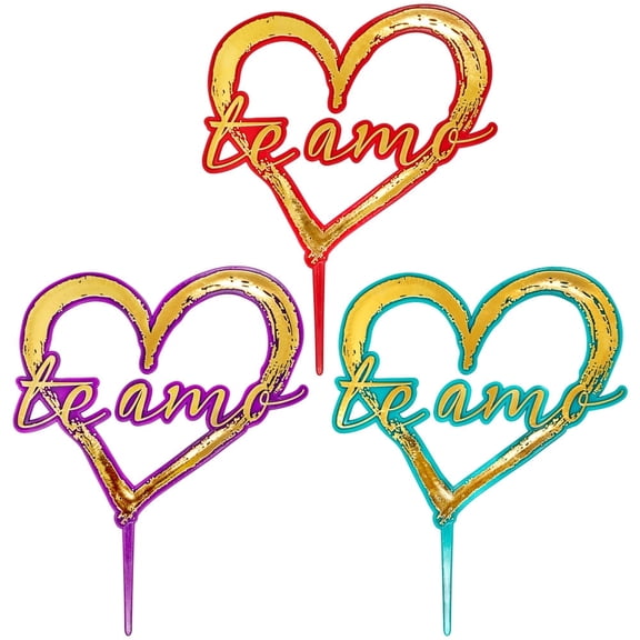 CakeDrake Vertical Layon Cake Topper Gold Foiled Te Amo 3 Pack