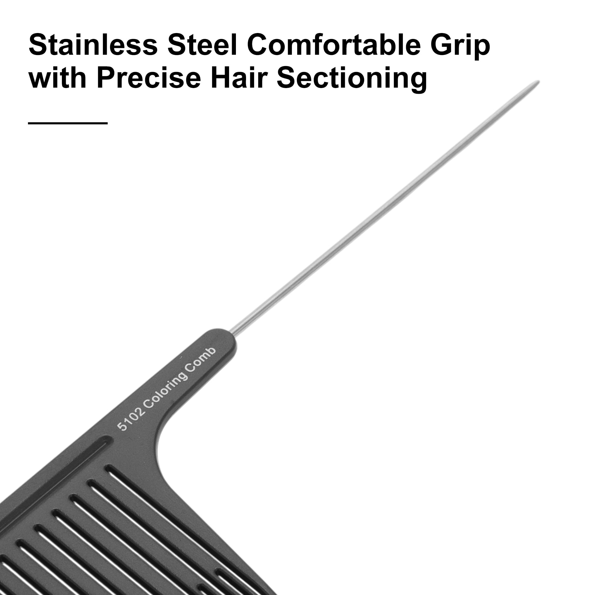 Unique Bargains 1 Pc Hair Highlighting Comb with Stainless Steel Rat Tail Black