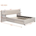 thumbnail image 3 of Queen Bed Frame with Trundle and Reading Lights, Upholstered Platform Bed with Storage Headboard, 2 Drawers and Side Racks, Wood Slats Support, No Box Spring Needed, Beige, 3 of 9