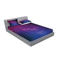 thumbnail image 2 of Ambesonne Galaxy Fitted Sheet & Pillow Sham Set, Stardust Space Rainbow, Full, Black Pink Blue, 2 of 2
