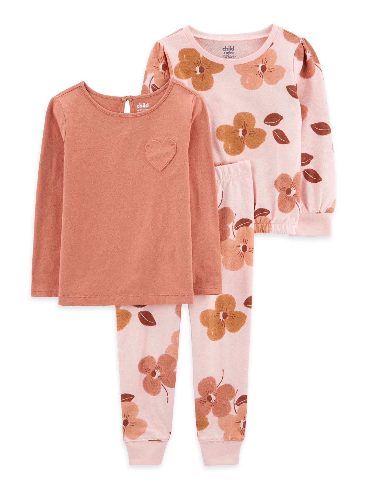Carter's Child of Mine Baby and Toddler Girl Long-Sleeve Crew Sweatshirt, T-Shirt and Pants Outfit Set, 3-Piece, 12 Months-5T