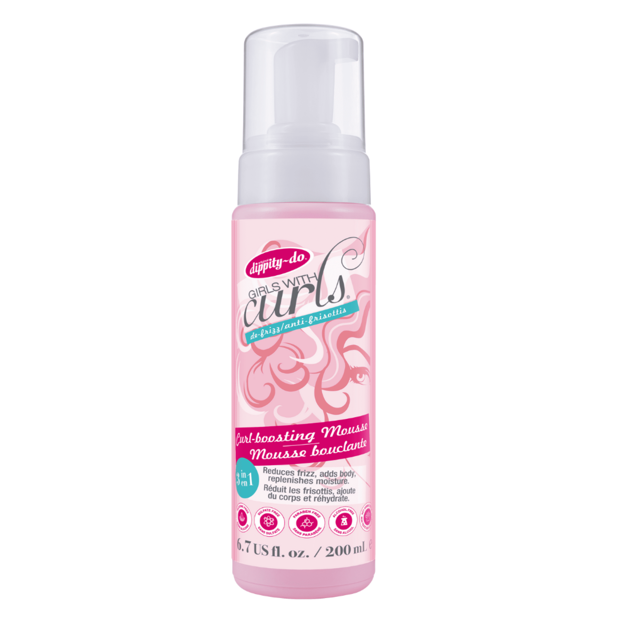 (6 pack) Dippity-do Girls with Curls De-Frizz Curl-Boosting Mousse, 200 ml/6.7 fl oz