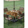 thumbnail image 5 of Yellow Dog Paws Outdoor Tablecloth with Umbrella Hole, Farmhouse Vintage Modern Beige Brown Wood Spillproof Waterproof Outdoor Table Cover, Patio Tablecloths for Party/Garden/Picnic, Square 60"x60", 5 of 9