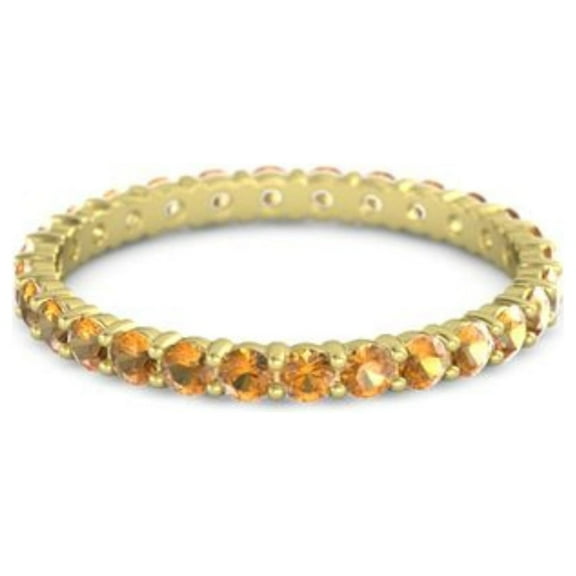 Sterling Silver Genuine Round Citrine Gemstone Milgrain Full Eternity Ring Band Sizes 4 to 12