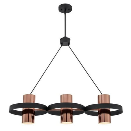 

Westinghouse Lighting 6368900 3 Light Chandelier with Copper Shades - Matte Black