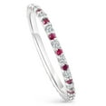 thumbnail image 2 of Pompeii 1/2Ct Ruby & Diamond Eternity Wedding Ring 14k White Gold Womens Band (G/H,I2-I3), 2 of 4