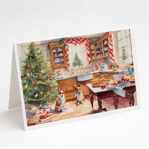 Corgi Christmas Cookies Greeting Cards Pack of 8 7 in x 5 in