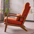 thumbnail image 3 of Tcbosik Modern Upholstered Linen Lounge Armchair in Burnt Orange, High Back Accent Leisure Chair with Solid Wood Frame and Supportive Waist Pillow, Easy Assembly, 3 of 9