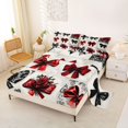 thumbnail image 2 of Manfei Girls Red Ribbon Bowtie Full Size Sheets 4-Piece,Gothic Romantic Roses Bed Sheets for Kids Teens,Super Cozy Room Decor, 2 of 5