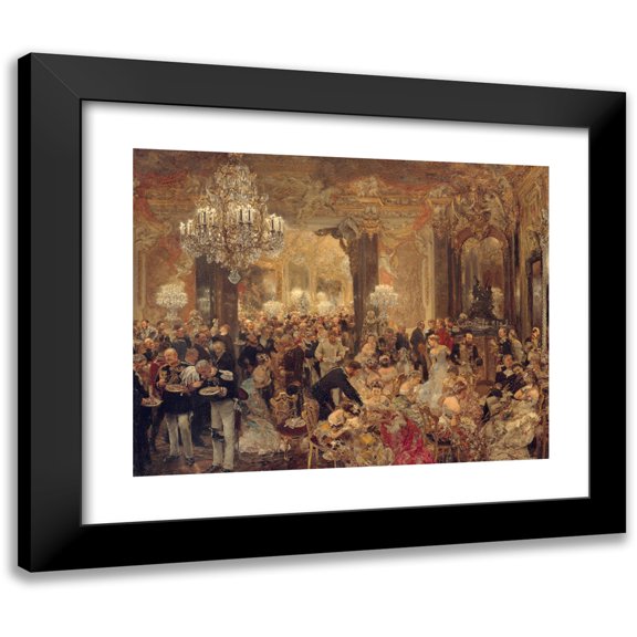 Adolph Menzel 14x12 Black Modern Framed Museum Art Print Titled - The Dinner at the Ball (1878)