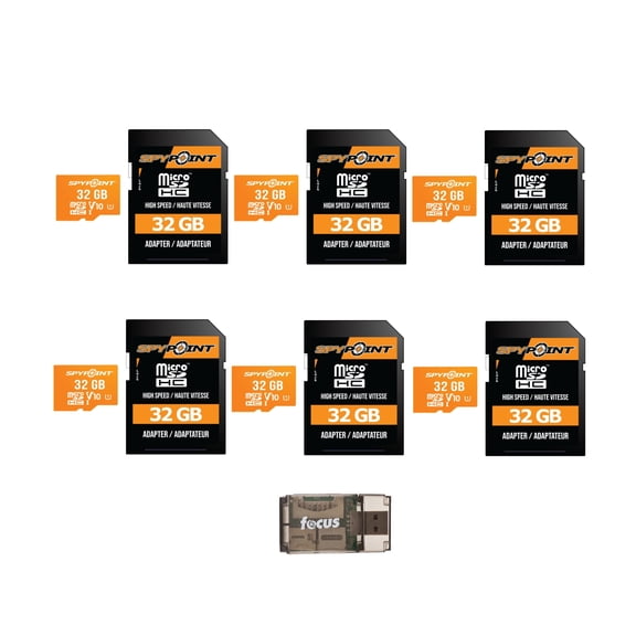 Spypoint MicroSD-32GB Memory Card (6-Pack) with Reader Bundle (7 Items)