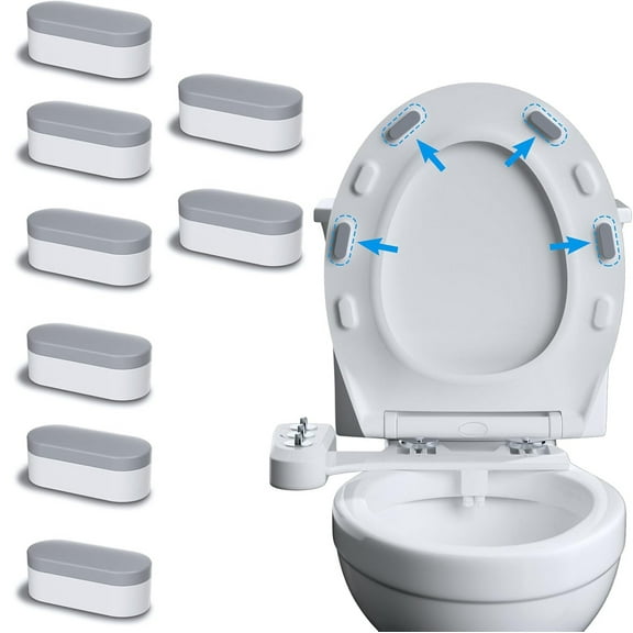 Bidet Toilet Seat Bumper,Happon 8 Pcs Bidet Attachment for Toilet,Universal Seat Bumper Kit Replacement Bumpers with Strong Adhesive,Toilet Lid Bumpers Rubber for Families, Hotels, School Toilet