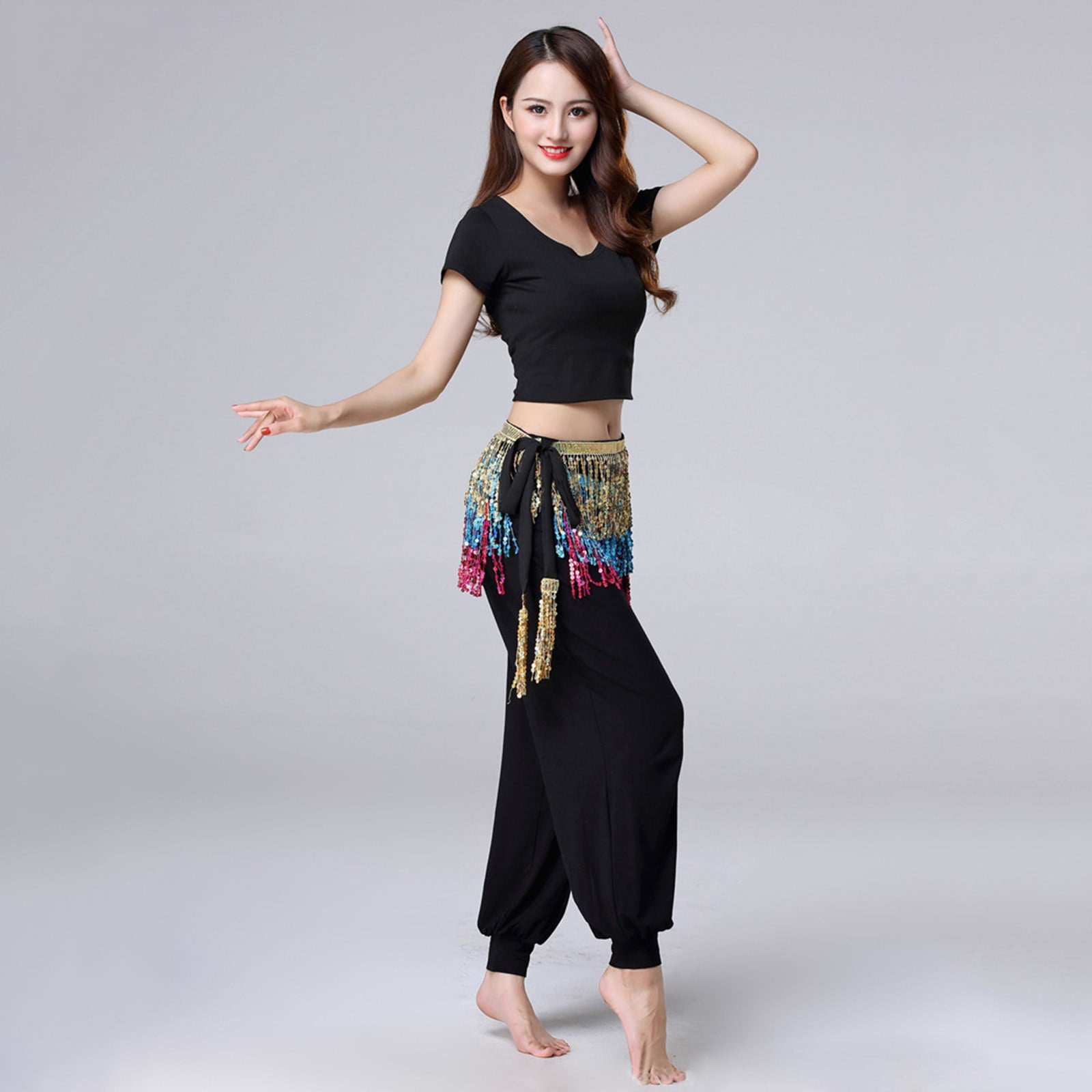 New Belly Dance Costume 3 pics Vest Top & Split Pants & Tassel Belt 9 colors 