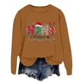 thumbnail image 4 of FYEGRE Chandail Sans Capuche pour Femmes, Col Rond, Manches Longues, Doux, Décontracté, Athlétique, Confortable, pour les Vacances, Marron, TG, 4 of 4