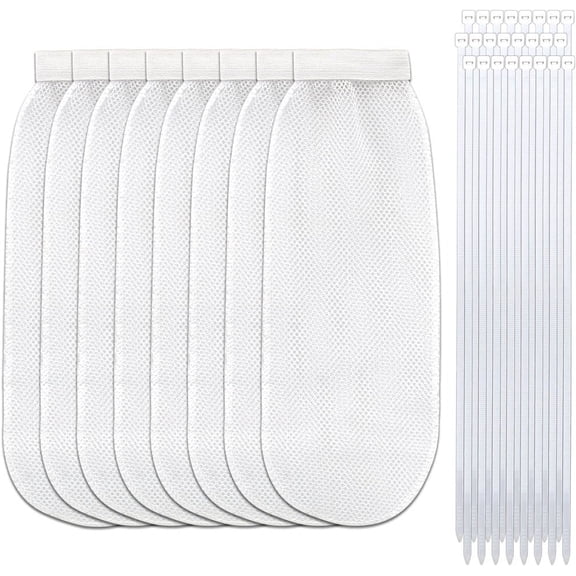 8 Pcs Lint Traps for Washing Machine Hose,Nylon Mesh Lint Collector,Laundry Hair Catcher,Washing Lint Trap Cleaning Tool with 24 Cable Ties,for Home Bathroom Sink