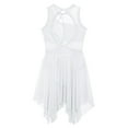 thumbnail image 4 of YUUMIN Girls Asymmetrical Contemporary Dance Dress Hollow Back Lyrical Ballet Dancewear Costume White 8, 4 of 6