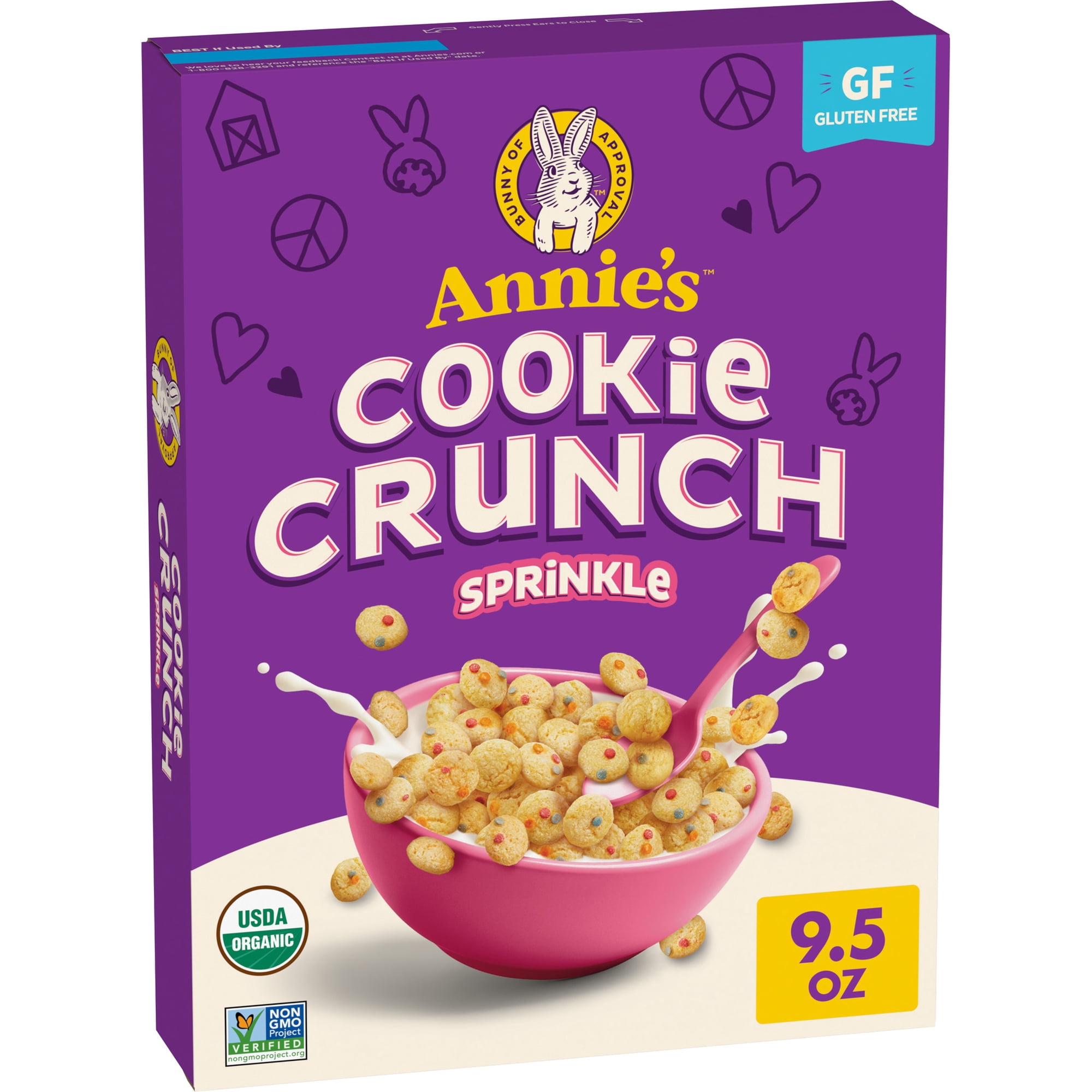 Annie’s Cookie Crunch Sprinkle Cereal, Organic, Gluten Free, Whole Grain, 9.5 oz