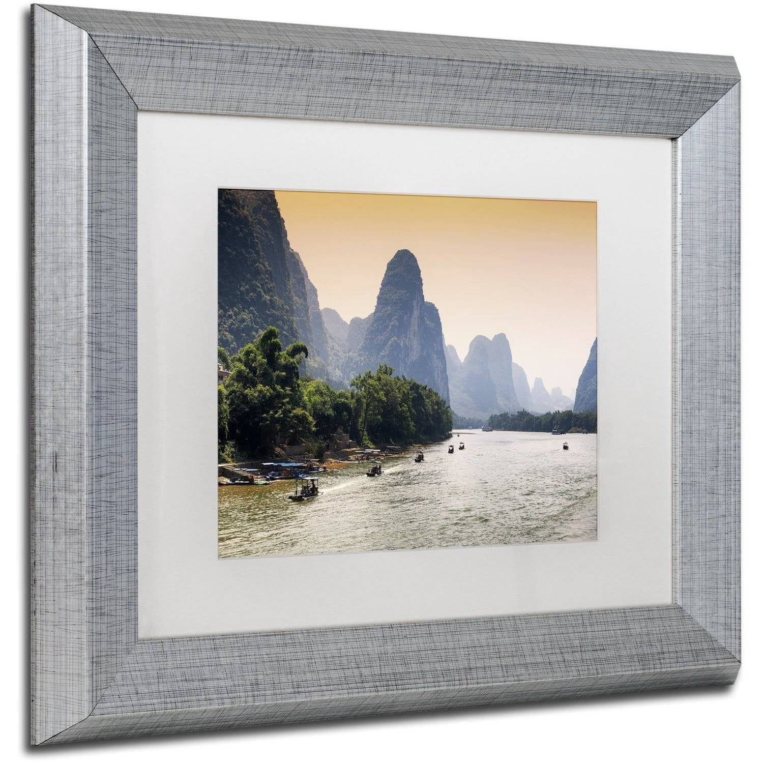 Trademark Fine Art "Li River" Canvas Art by Philippe Hugonnard, White Matte, Silver Frame