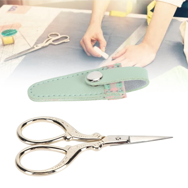 Stainless Steel Embroidery Scissors Set - Ergonomic Design Craft Scissors with Leather Cover, Crafting Tool for Sewing and Knitting