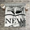 thumbnail image 3 of Ambesonne NYC Quilted Bedspread Set 3 Pcs, Cityscape Big Apple Motif, Queen Size, Grey Dark Grey Black, 3 of 3
