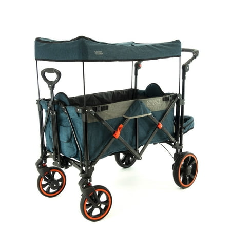 Creative Outdoor Products New Push Pull PLATINUM Series Folding Stroller Wagon with Canopy - Teal