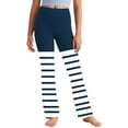 thumbnail image 2 of Gpaecead Girls' Leggings Cross Stripe Pants Color Block Soft Stretchy High Waisted Pants for Kids Child Yoga Dance 8 Years Navy, 2 of 9