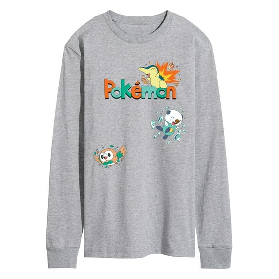 Pokémon - Cyndaquil, Oshawott, Rowlet  - Men's Long Sleeve Graphic T-Shirt