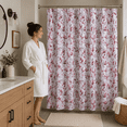 thumbnail image 4 of Serafina Home Hotel Quality Fabric Bathroom Shower Curtain: Floral Leaf Damask - Pink, Gray and White (72 x 70 inches), 4 of 9