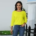 thumbnail image 4 of UoCefik Women's Plus Size Blouses 3/4 Sleeve Clearance Loose Fit Casual Solid Elbow Tops Lightweight Summer Round Neck Three Quarter Length Sleeve Shirts Dressy Business Tees Work Pullover Yellow XXL, 4 of 8