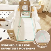 XJD 11 in 1 Toddler Slide and Swing Set - Baby Slide for Toddlers 1-3, Indoor Outdoor Toddler Playset Playground, Coffee