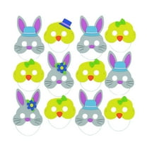 Fun Express 5 1/2" – 9 1/2" Easter Bunny & Chick Foam Half Masks - 12 Pieces
