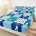 thumbnail image 4 of Erosebridal Sport Golf Full Size Sheets 4-Piece for Kids Boys,Blue Teal Plaid Bed Sheets for Teens,Super Cozy Room Decor, 4 of 5