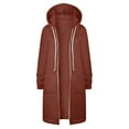 thumbnail image 7 of IROINNID Trench Coat for Women Winter Warm Coat Solid Loose Hooded Thermal Zip Up Outerwear Knee Length Outerwear with Pocket,Brown, 7 of 7