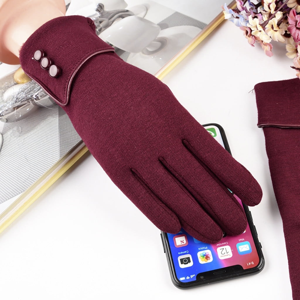 Winter Gloves Fashion Women's Keep Warm Soft Button Decoration Gloves