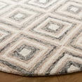 thumbnail image 3 of SAFAVIEH Micro-Loop Steve Geometric Diamonds Wool Area Rug, Grey/Ivory, 5' x 5' Round, 3 of 5