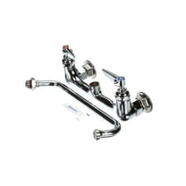 T&S Brass B-2342 Double Pantry Faucet, Wall Mount, 8" Centers, 10" Swing Nozzle, Lever Handles