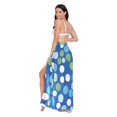 thumbnail image 3 of FORMRS Womens Long Sarong Beach Wrap Semi-Sheer Bikini Skirt Bathing Swimsuit Cover Up, Blue Dots, 3 of 7