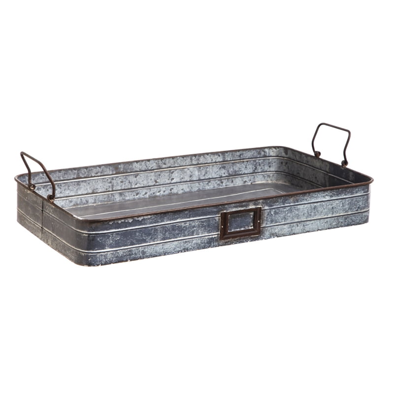 Vintage/Industrial Metal Storage Tray with Handles