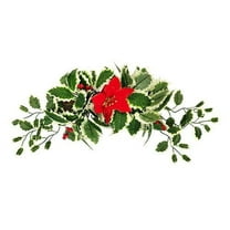 Artificial Christmas Swag, 22inch Winter Pine Needles Decoration Swag with Ribbon Bow and Red Berries, Greenery Christmas Swag for Wall Door Lintel Festival Decor B