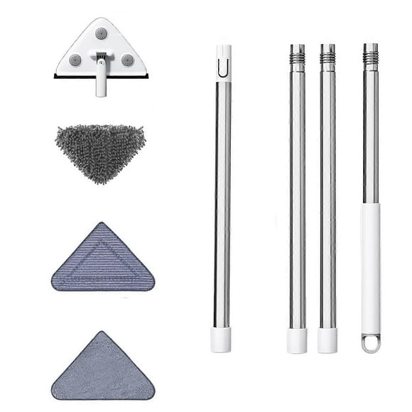 78' Window Squeegee with Extension Pole, 3-in-1 Professional Window Cleaning Kit, Triangle Outdoor Window Cleaning Tools for Hard-to-Clean Corners