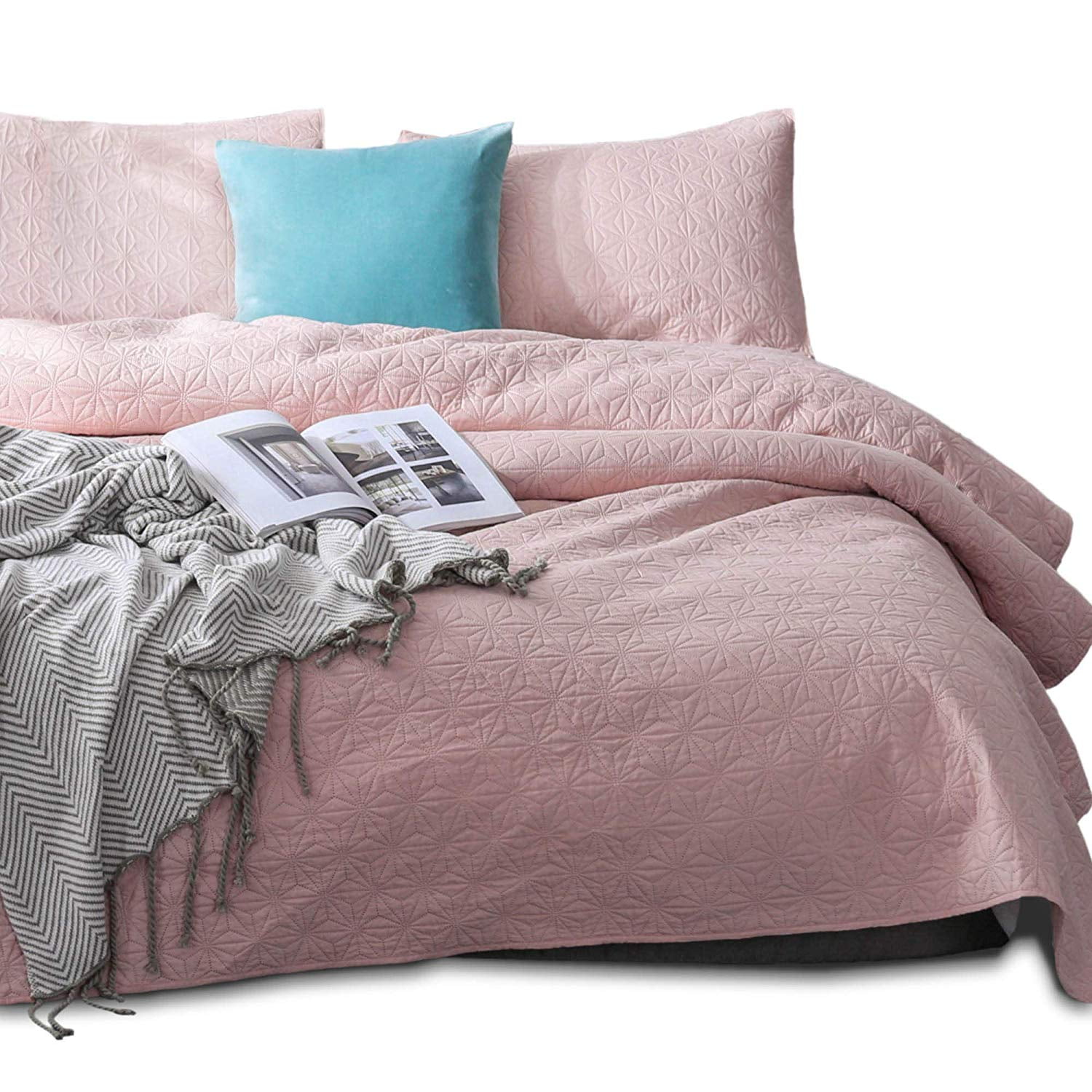 Kasentex Quilted Coverlet Set - Pre Washed - Luxury Microfiber Soft Warm Bedding - Solid Colors Bedspread - Contemporary Design