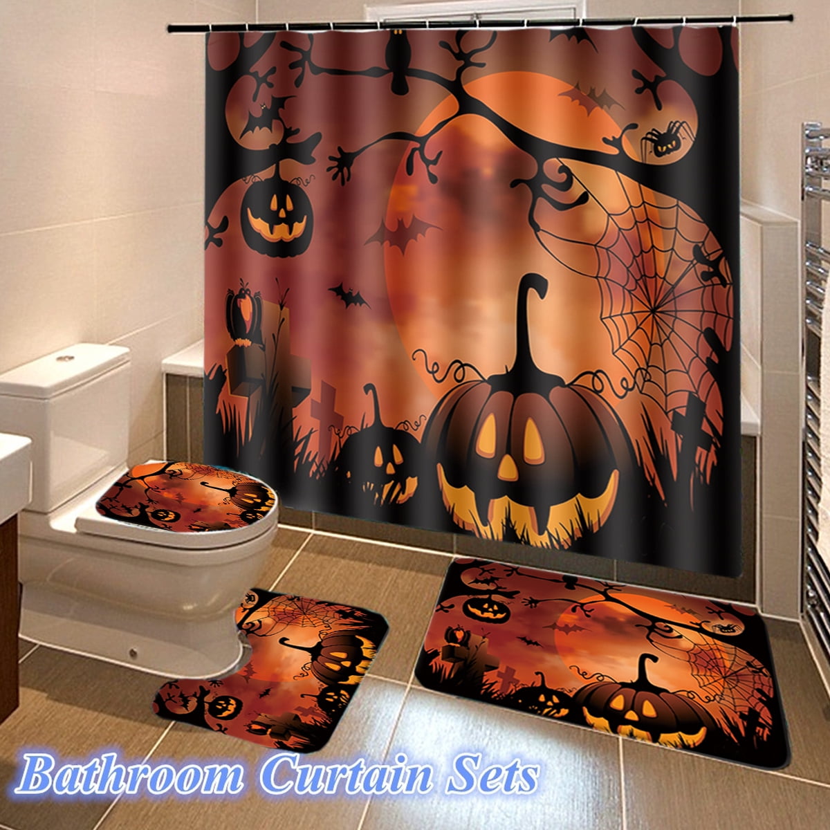 Waterproof Shower Curtain Halloween Shower Curtains Fabric Bathroom