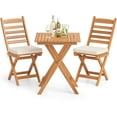 thumbnail image 2 of Costway 3-Piece Folding Bistro Set with Removable Seat Cushions Outdoor Table and Chairs, 2 of 10