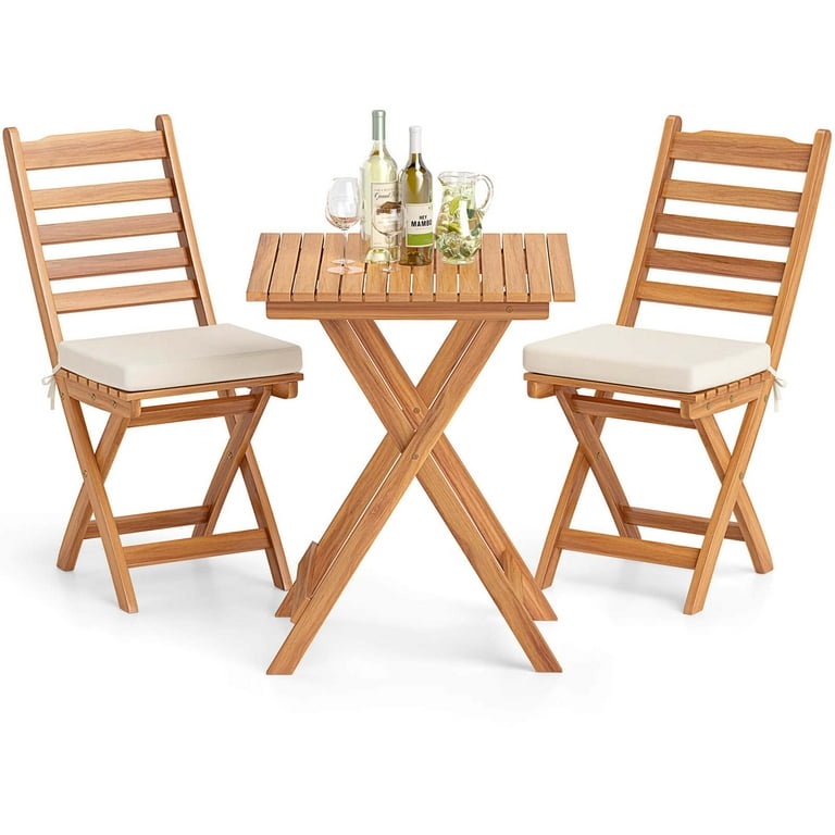 bistro set balkon Costway 3-Piece Folding with Removable Seat Cushions Outdoor Table and Chairs 250 x 200 cm