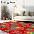 thumbnail image 2 of ODIKA 3'x5' Machine Washable Non-Slip Area Rug, Exotic Plumage Inspired Feather Mosaic Arrangement High Traffic Rug, Red, 545290, 2 of 7